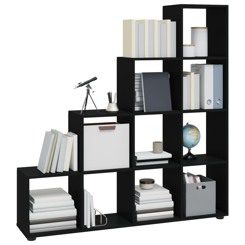 vidaXL Boekenkast trapvormig 142 cm bewerkt hout zwart afbeelding