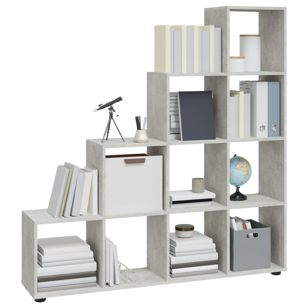 vidaXL Boekenkast trapvormig 142 cm bewerkt hout betongrijs afbeelding