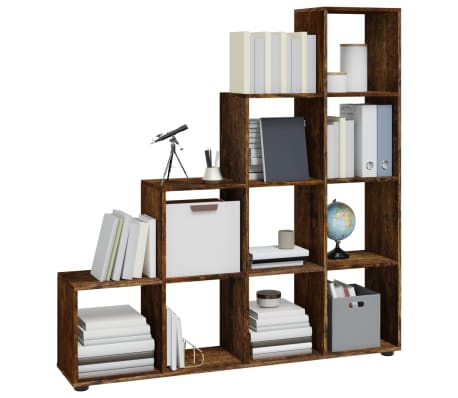 vidaXL Boekenkast trapvormig 142 cm bewerkt hout gerookt eikenkleurig