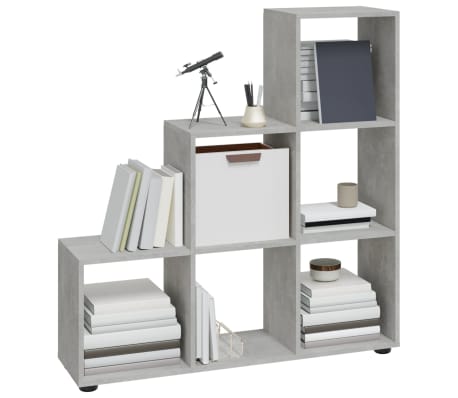 vidaXL grāmatu plaukts, betona pelēks, 107 cm, inženierijas koks