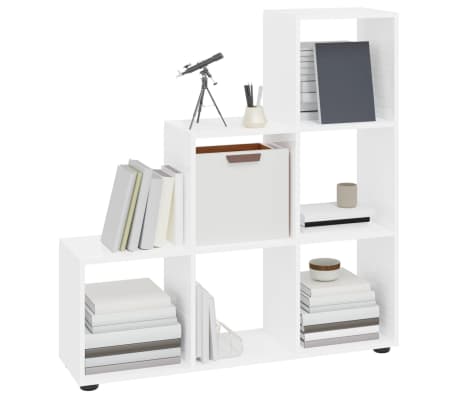 vidaXL Boekenkast trapvormig 107 cm bewerkt hout hoogglans wit