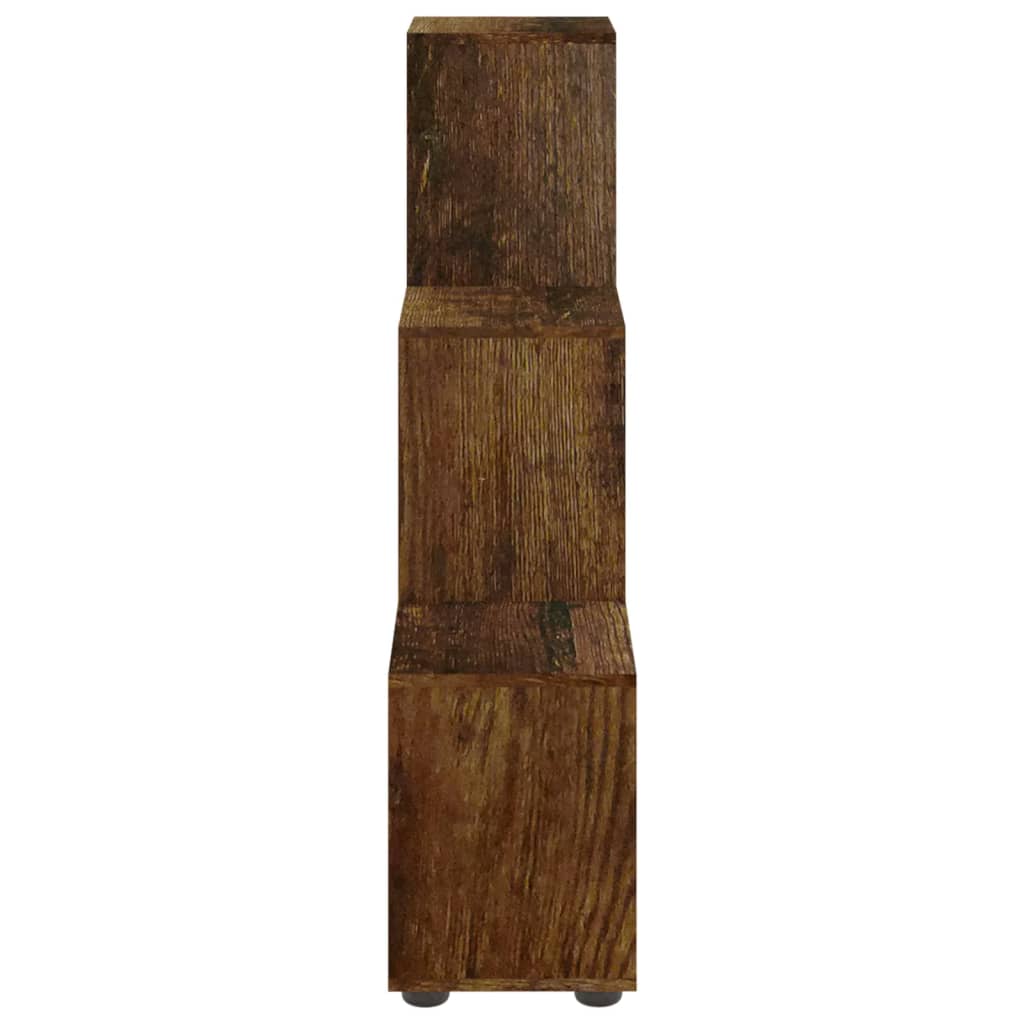 Füstös tölgyszínű szerelt fa lépcsős könyvespolc 107 cm 