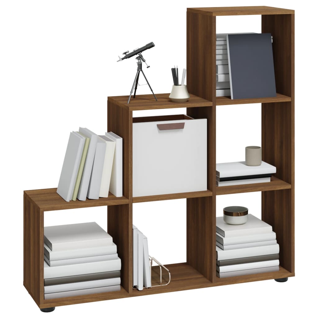 vidaXL Boekenkast trapvormig 107 cm bewerkt hout bruin eikenkleur afbeelding