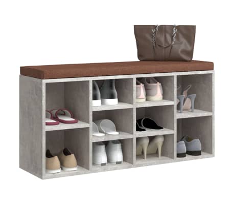 vidaXL Schuhbank Betongrau 103x30x48 cm Holzwerkstoff