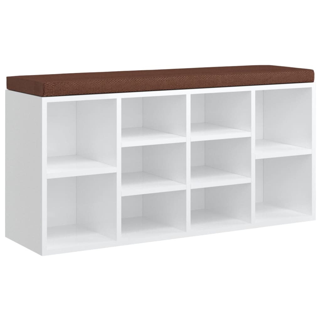 vidaXL Botníková lavice bílá vysoký lesk 103x30x48 cm kompozitní dřevo