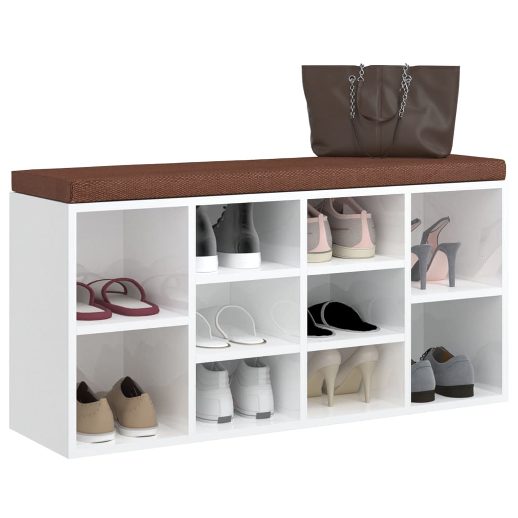 vidaXL Lavica na topánky lesklá biela 103x30x48 cm spracované drevo