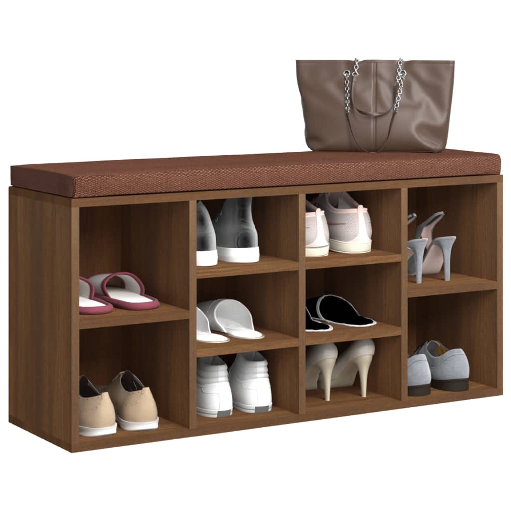 vidaXL Schoenenbank 103x30x48 cm bewerkt hout bruin eikenkleur afbeelding