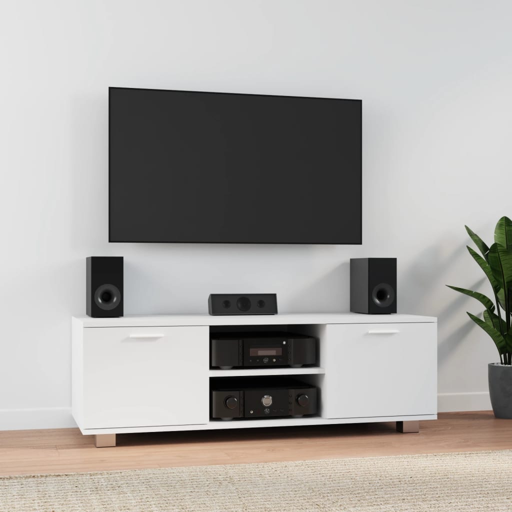 Meuble TV Blanc 120×40,5×35 cm Bois d’ingénierie | meublestv.fr 2