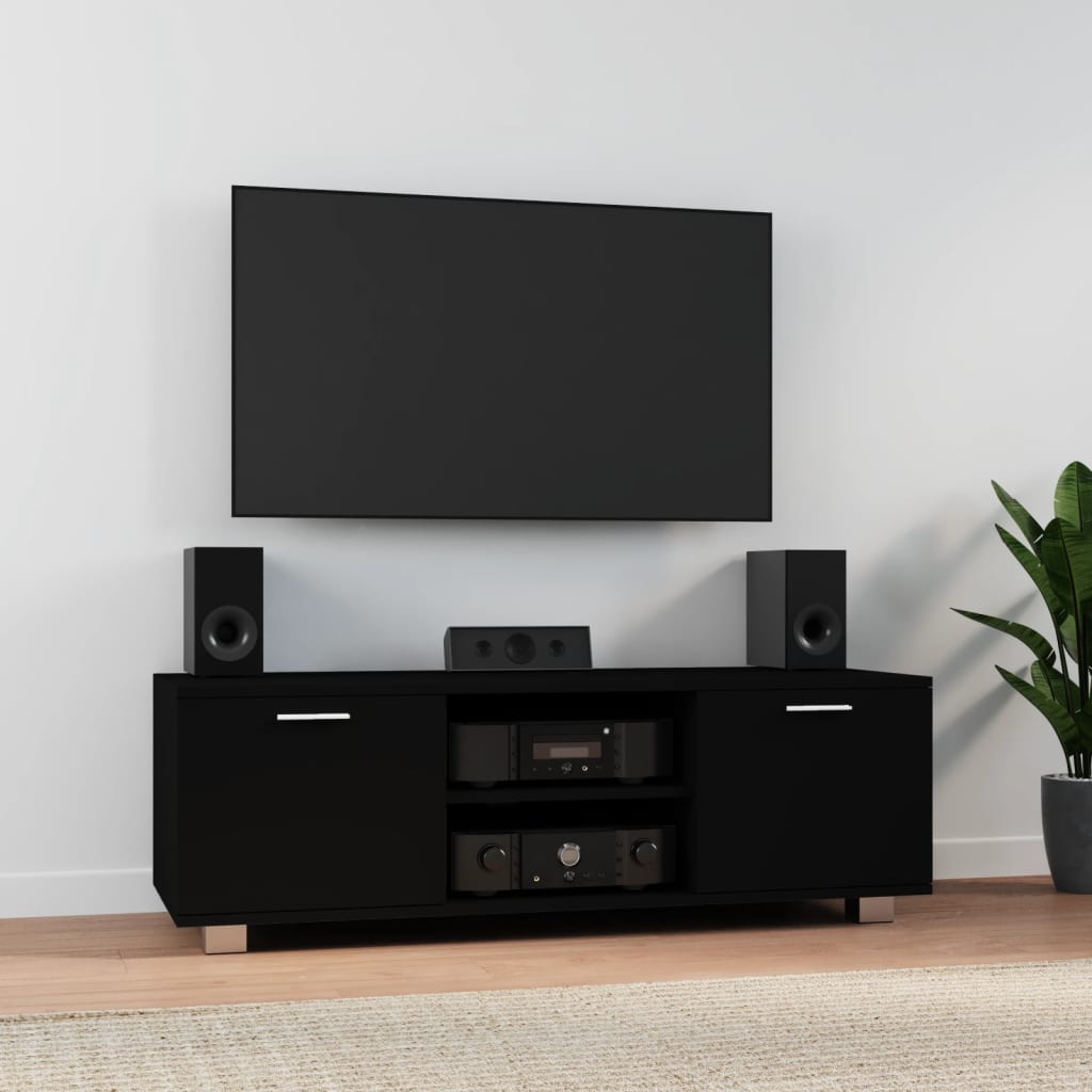 Meuble TV Noir 120×40,5×35 cm Bois d’ingénierie | meublestv.fr 2
