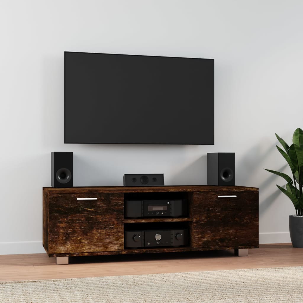 vidaXL Comodă TV, stejar fumuriu, 120×40,5×35 cm, lemn prelucrat 120x405x35 imagine noua