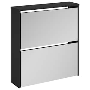 Botník se zrcadlem 2patrový černý 63 x 17 x 67 cm - obrázek 2