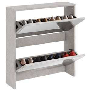 Botník se zrcadlem 2patrový betonově šedá 63 x 17 x 67 cm - obrázek 3
