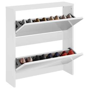 Botník se zrcadlem 2patrový bílá s vysokým leskem 63x17x67 cm - obrázek 3