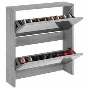 Botník se zrcadlem 2patrový šedá sonoma 63 x 17 x 67 cm - obrázek 3