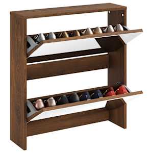 Botník se zrcadlem 2patrový hnědý dub 63 x 17 x 67 cm - obrázek 3