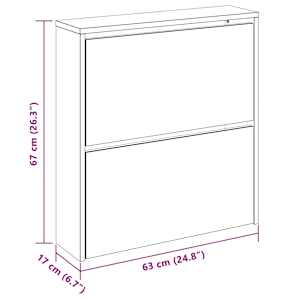 Botník se zrcadlem 2patrový hnědý dub 63 x 17 x 67 cm - obrázek 8