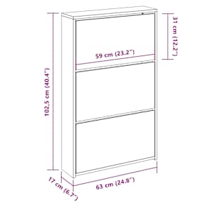 Botník se zrcadlem 3patrový betonově šedá 63x17x102,5 cm - obrázek 8