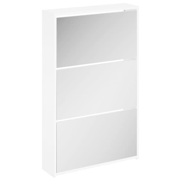 vidaXL kingakapp peegliga, 3-kihiline, k&otilde;rgl&auml;ikega valge, 63 x 17 x 102,5 cm