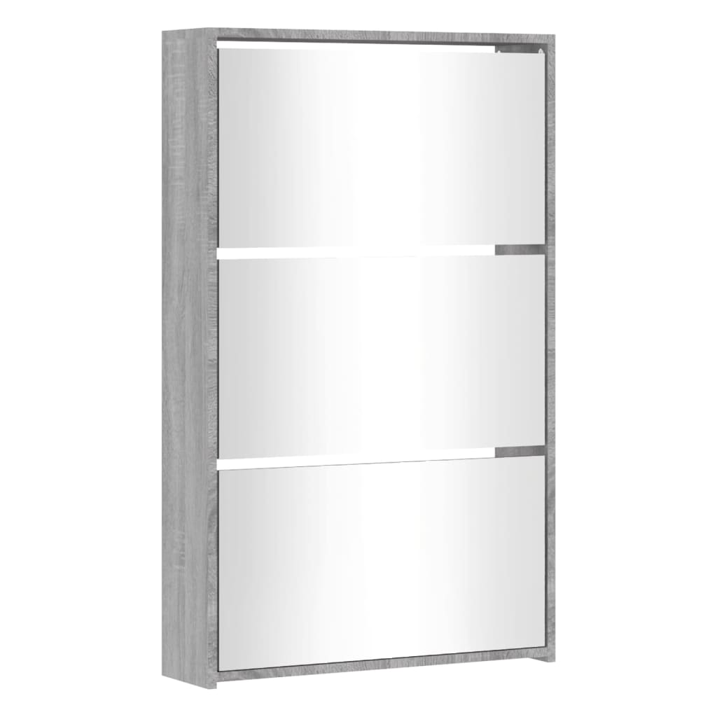 vidaXL Schoenenkast met spiegel 3-laags 63x17x102,5 cm grijs sonoma afbeelding