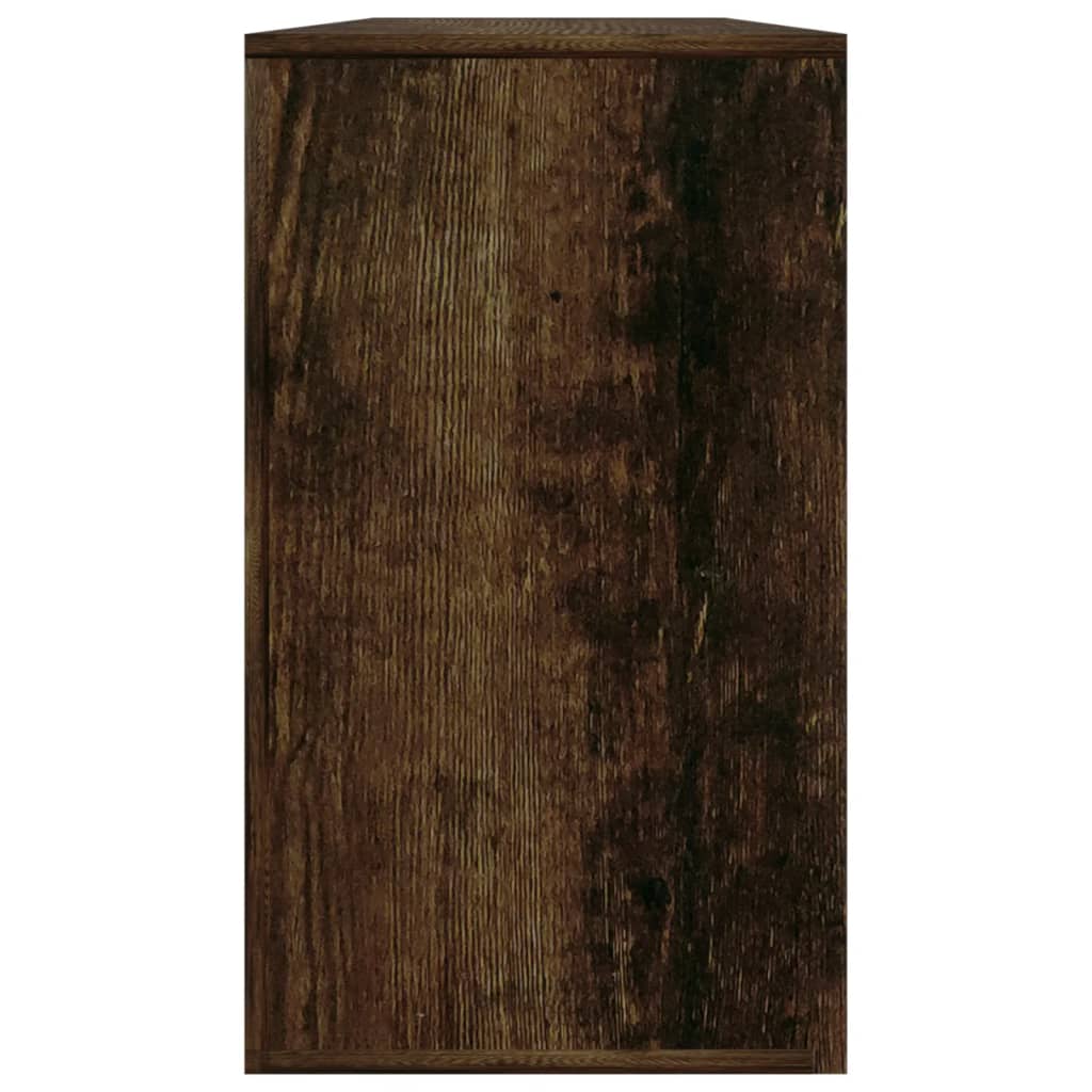 Füstös tölgyszínű szerelt fa cipőtároló pad 80 x 24 x 45 cm 