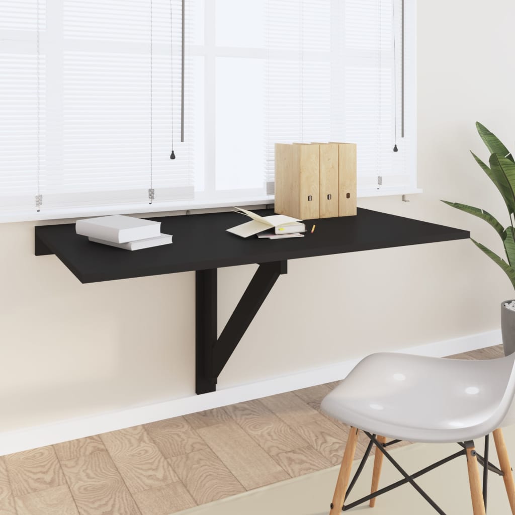 Petrashop  Nástěnný sklápěcí stůl černý 100 x 60 x 56 cm kompozitní dřevo