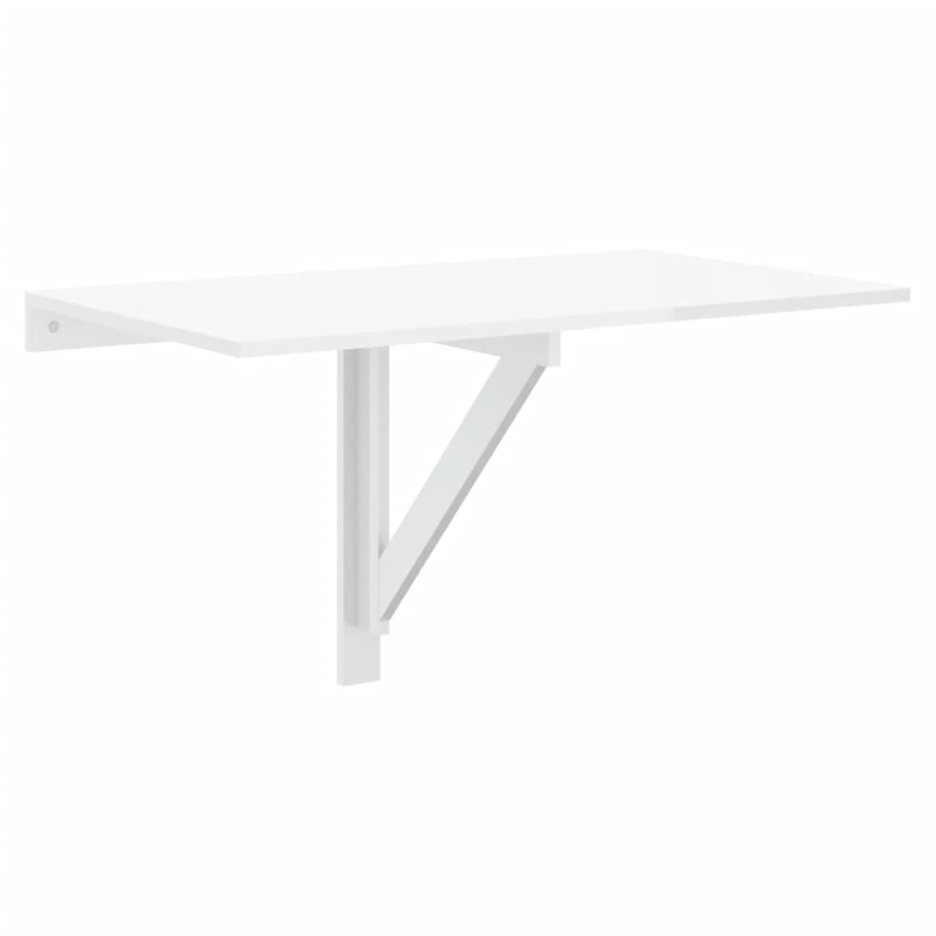 Magasfényűfehér szerelt fa összecsukható fali asztal100x60x56cm 
