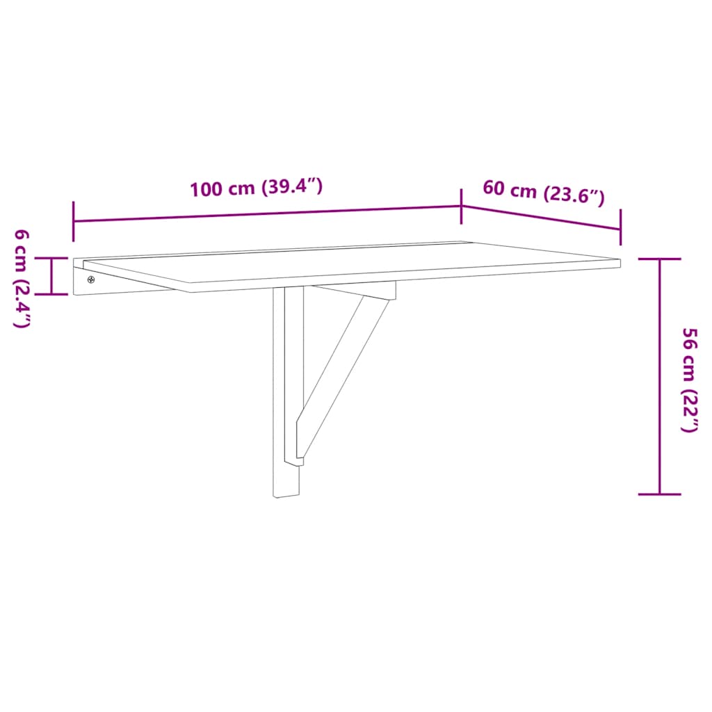 Mesa Plegable de Pared Escritorio Flotante de Ordenador para Bar Cocina vidaXL - Imagen 33 de 60