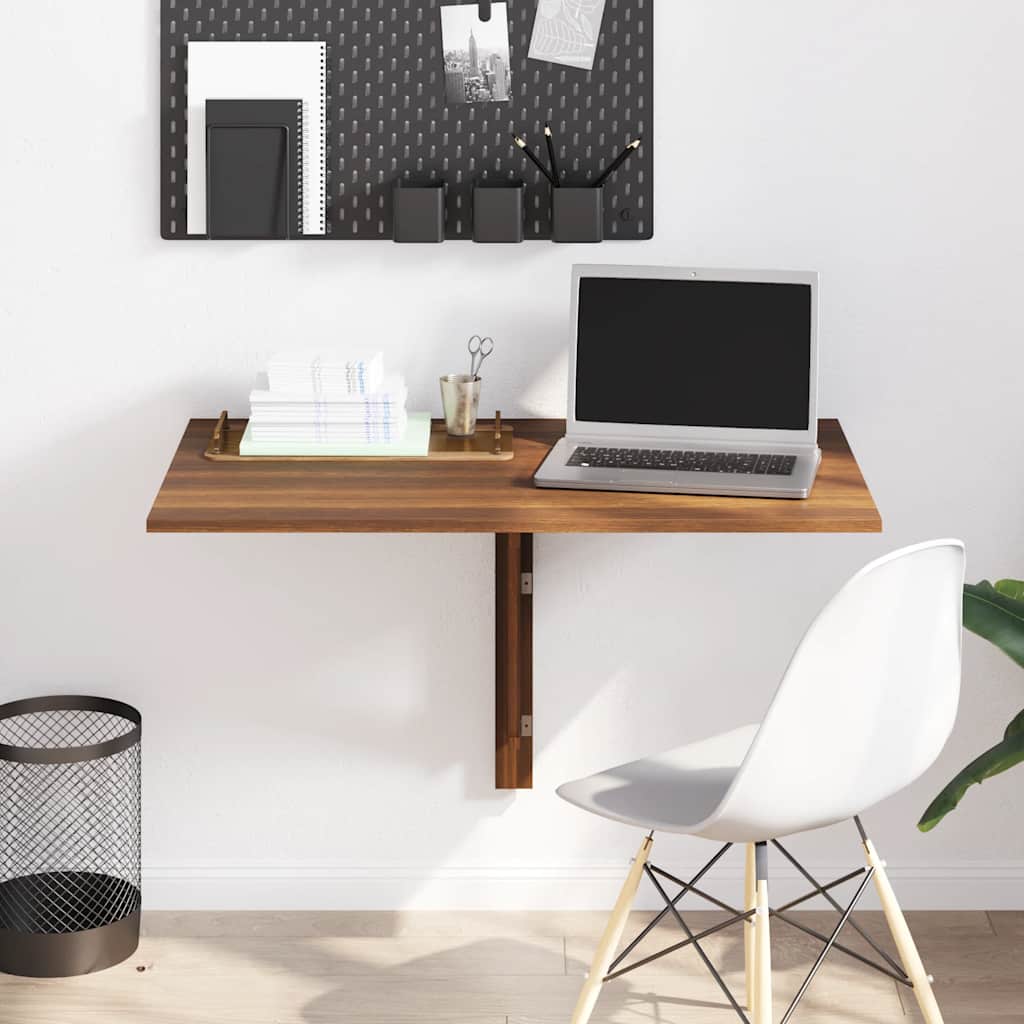 vidaXL Klaffipöytä seinälle ruskea tammi 100x60x56 cm tekninen puu