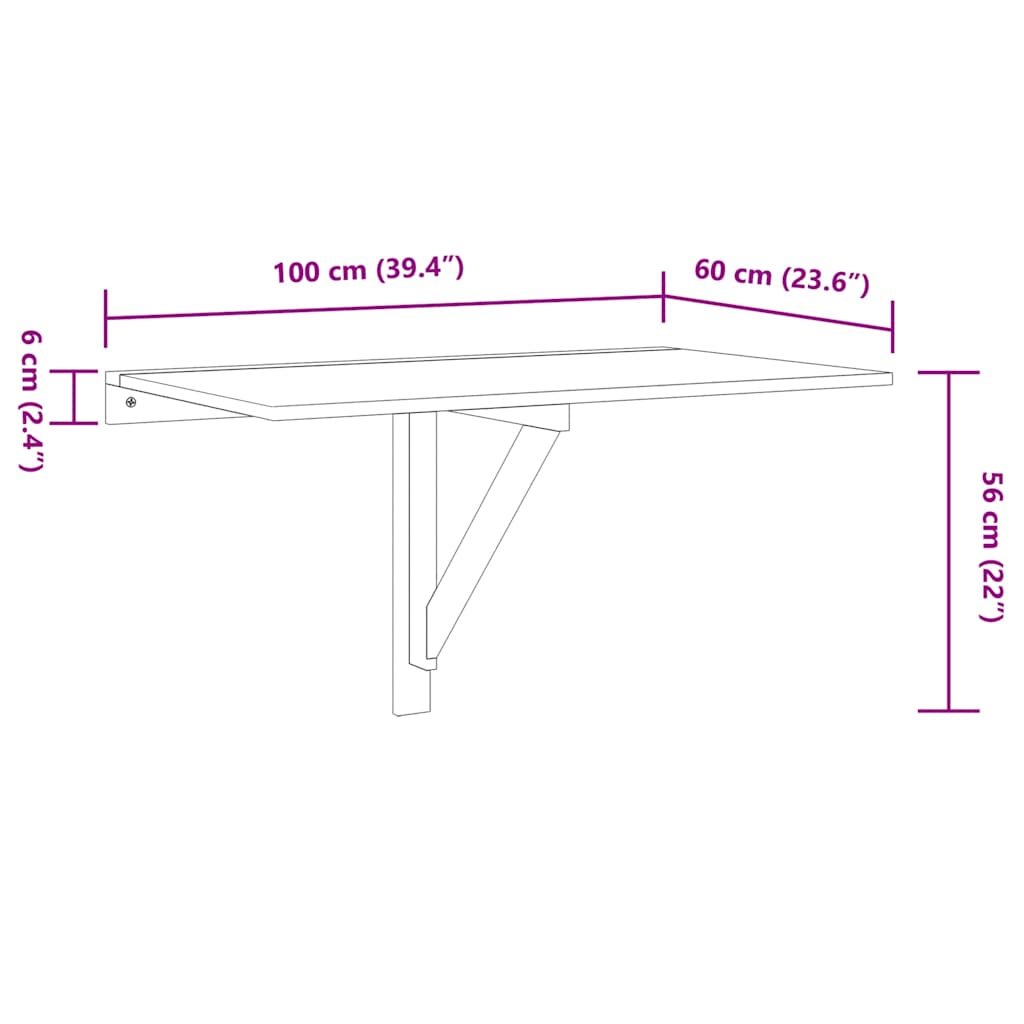 Mesa Plegable de Pared Escritorio Flotante de Ordenador para Bar Cocina vidaXL - Imagen 42 de 60