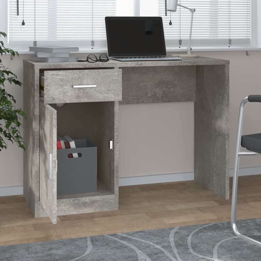 vidaXL Stolík so zásuvkou a skrinkou sivý 100x40x73 cm spracov. drevo