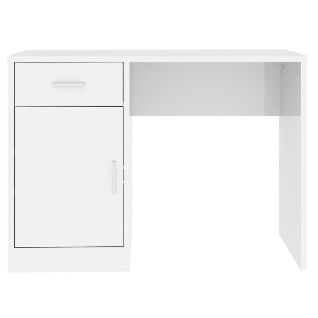 Schreibtisch mit Stauraum Hochglanz-Weiß 100x40x73 cm