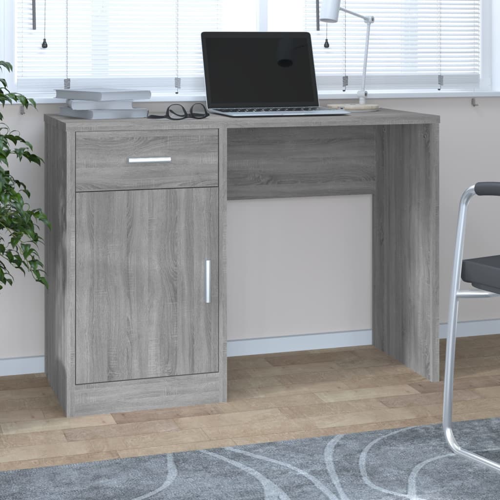 vidaXL skrivebord med skab 100x40x73 cm konstrueret træ grå sonoma-eg