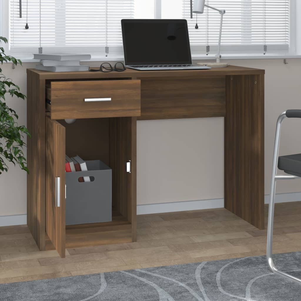 Schreibtisch mit Stauraum Braun Eichen-Optik 100x40x73 cm