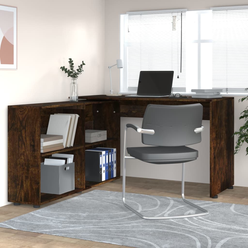 L shaped store desk dark brown