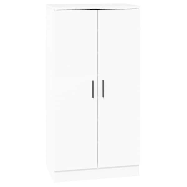vidaXL jalatsikapp, k&otilde;rgl&auml;ikega valge, 55x35x108 cm, tehispuit