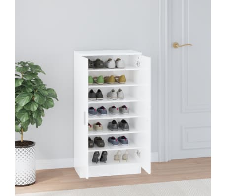 vidaXL Παπουτσοθήκη Γυαλιστερό Λευκό 55x35x108 εκ. Επεξεργασμένο Ξύλο