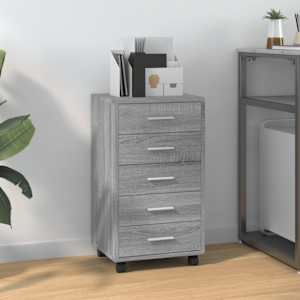 Predalnik na kolesih siv sonoma inženirski les