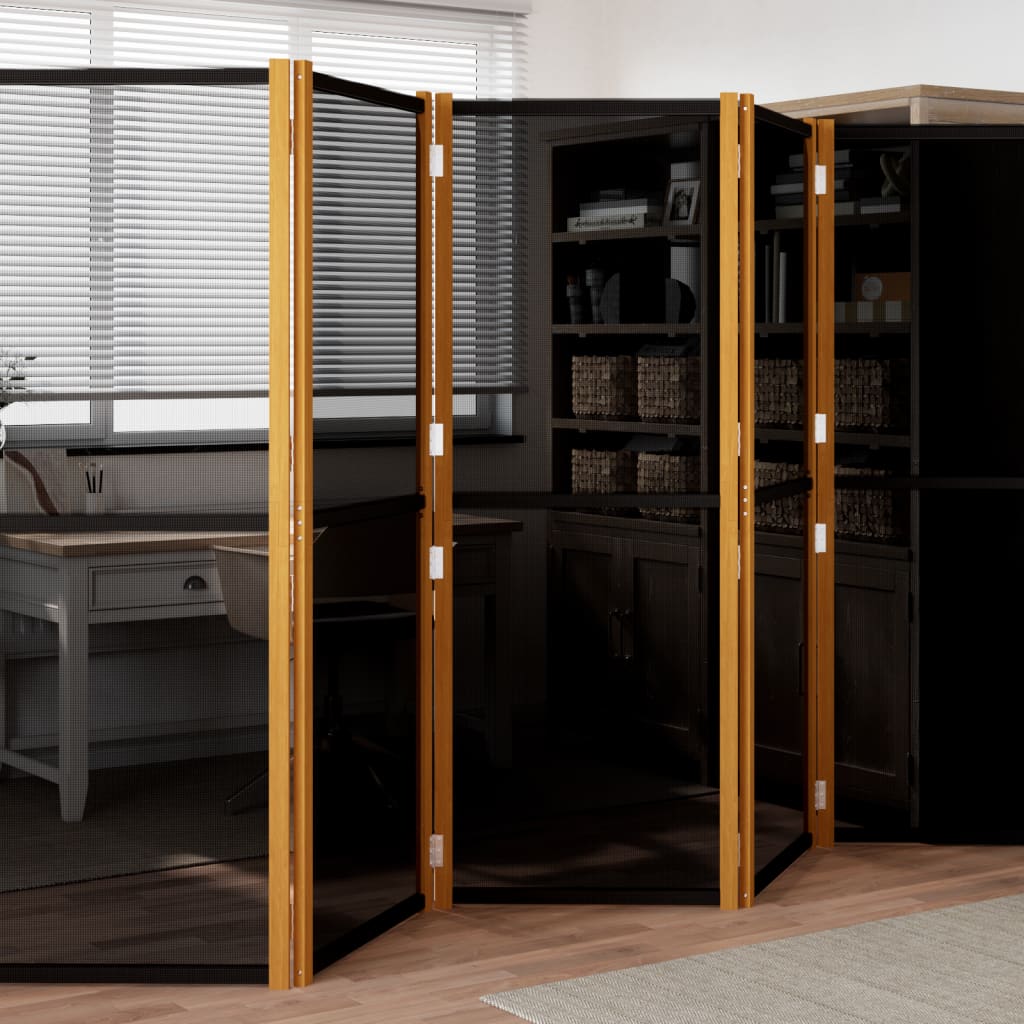 vida XL 6-tlg. Raumteiler Schwarz 420x 180 cm