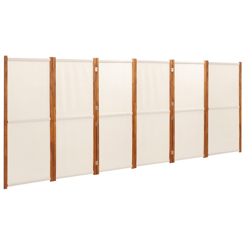 Paravan de cameră cu 6 panouri, alb crem, 420×180 cm