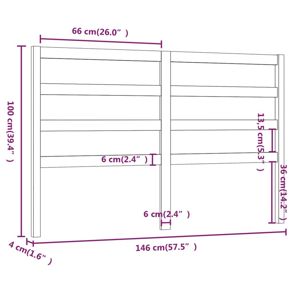 VidaXL Cabeceira de cama 146x4x100 cm pinho maciço castanho mel