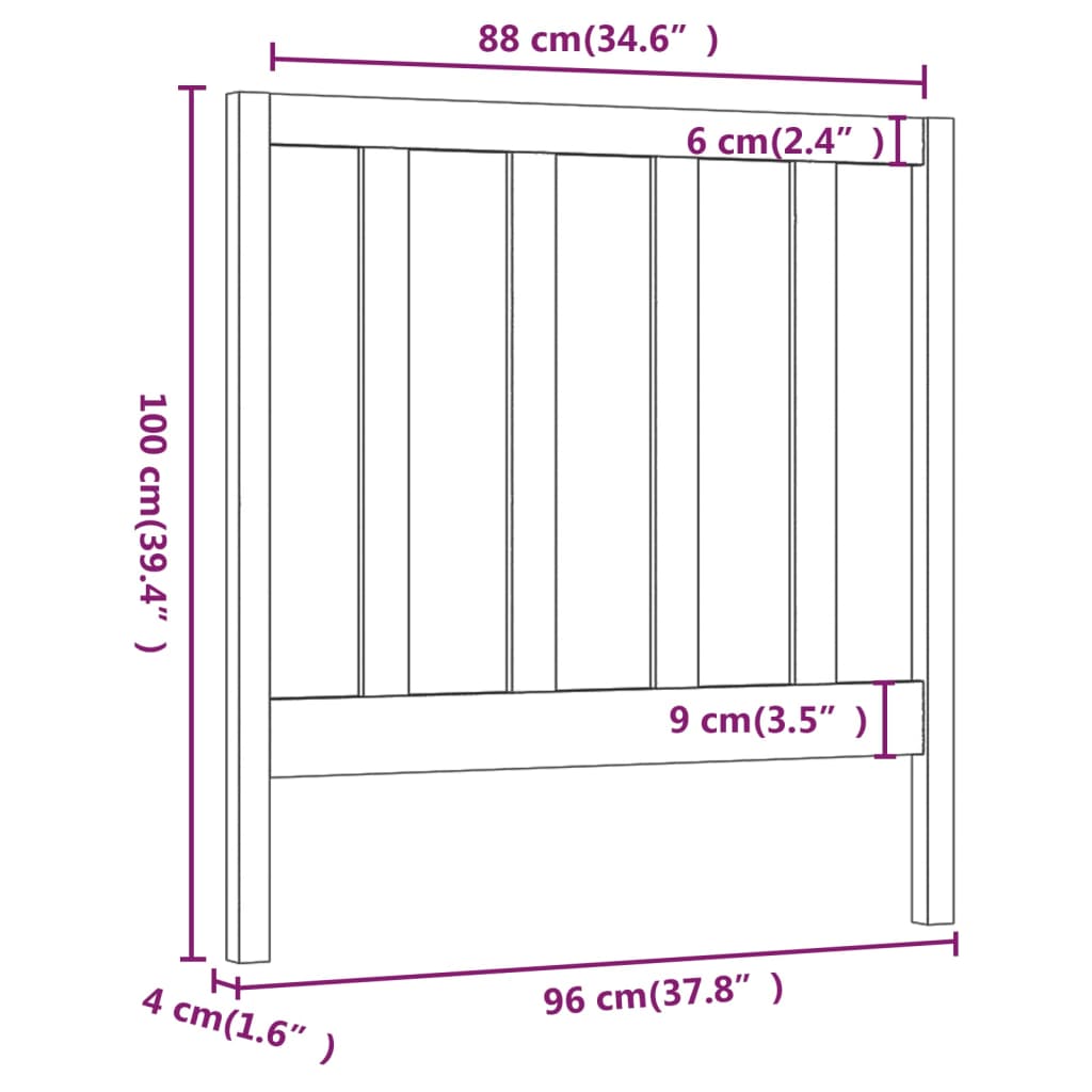 Posteljno vzglavje 96x4x100 cm trdna borovina