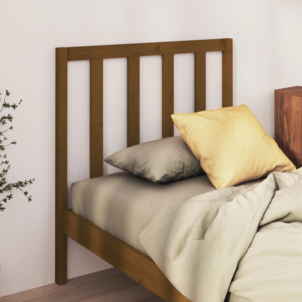 Cabecero de cama madera maciza de pino marrón miel 106x4x100 cm