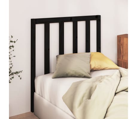 vidaXL Sengegavl svart 106x4x100 cm heltre furu