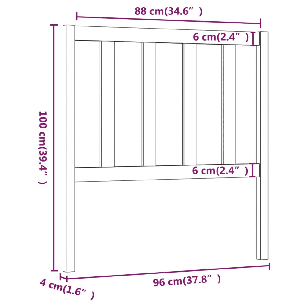 Posteljno vzglavje medeno rjavo 96x4x100 cm trdna borovina