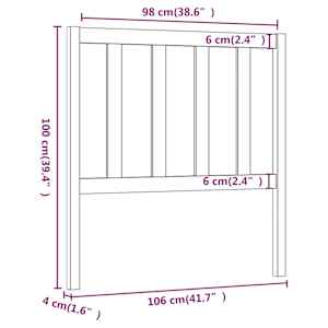 Čelo postele medově hnědé 106 x 4 x 100 cm masivní borovice - obrázek 6