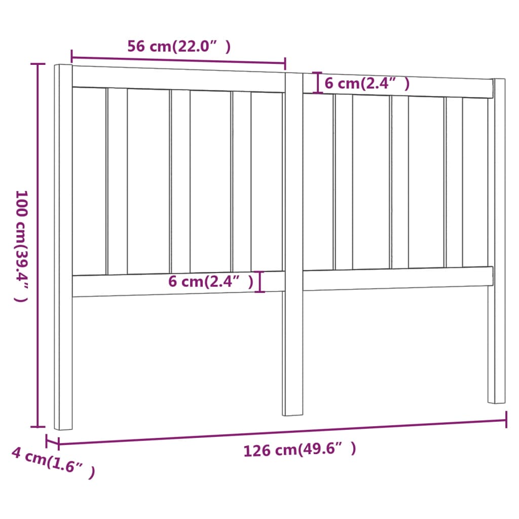 Posteljno vzglavje 126x4x100 cm trdna borovina