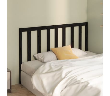 vidaXL T&ecirc;te de lit Noir 141x4x100 cm Bois massif de pin