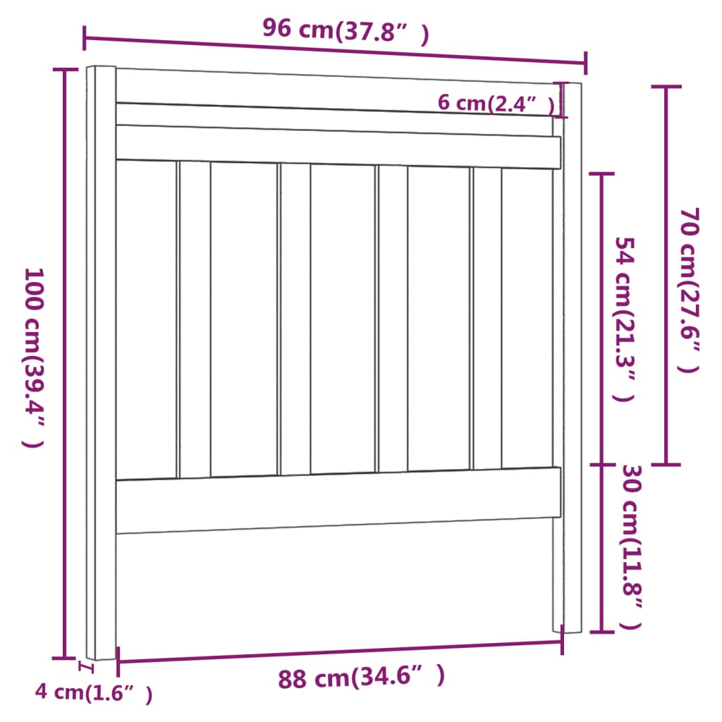 Posteljno vzglavje črno 96x4x100 cm trdna borovina