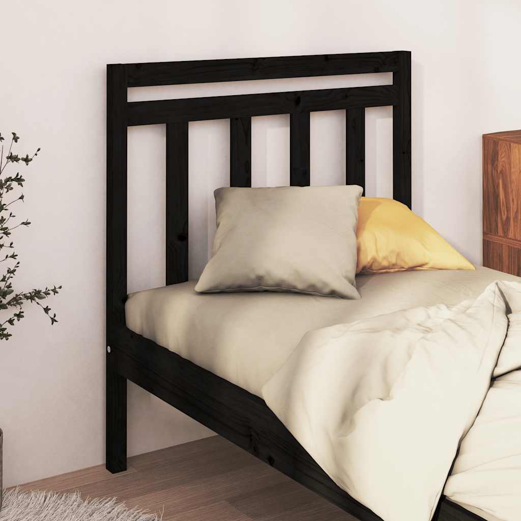 vidaXL sengegærde 96x4x100 cm massivt fyrretræ sort