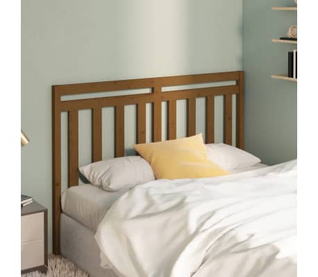 vidaXL Bed Headboard | Honey brown | Solid pine wood | Decorative Inlays